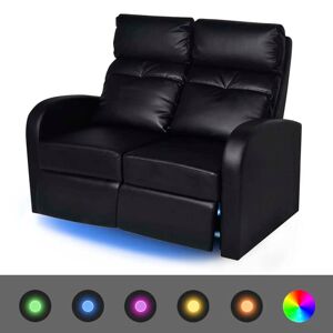 vidaXL 2-sæders lænestol med LED i kunstlæder sort