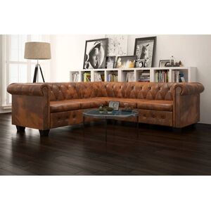 vidaXL 5-personers sofa i Chesterfield-look kunstlæder brun