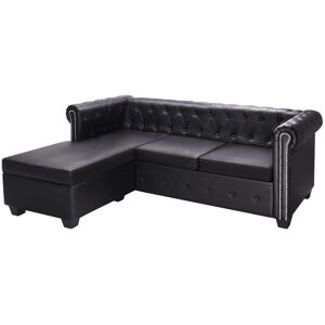 vidaXL L-formet Chesterfield sofa kunstlæder sort