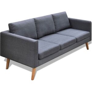 vidaXL sofa 3-pers. sofa stof mørkegrå