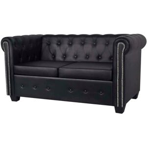 vidaXL 2-personers Chesterfield sofa kunstlæder sort