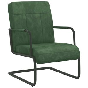 vidaXL stol med cantilever fløjl mørkegrøn
