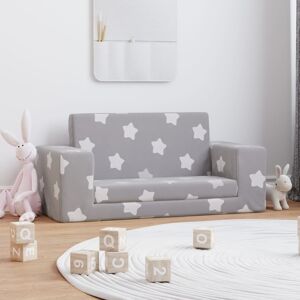 vidaXL 2-personers sofa til børn stjernemønster blødt plys lysegrå