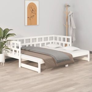 vidaXL daybed med udtræk 2x(90x200) cm massivt fyrretræ hvid