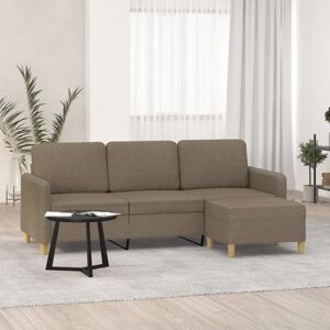 vidaXL 3-personers sofa med fodskammel 180 cm stof Gråbrun