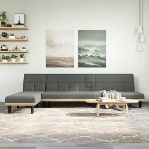 vidaXL L-formet sovesofa 255x140x70 cm stof mørkegrå