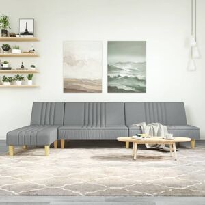 vidaXL L-formet sovesofa 255x140x70 cm stof lysegrå