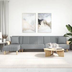 vidaXL L-formet sovesofa 279x140x70 cm velour lysegrå