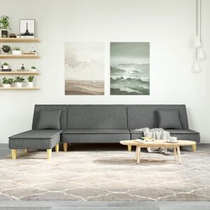 vidaXL L-formet sovesofa 255x140x70 cm stof mørkegrå