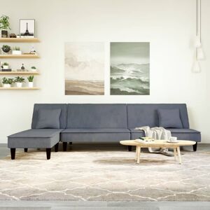 vidaXL L-formet sovesofa 255x140x70 cm velour mørkegrå