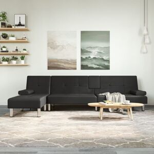 vidaXL L-formet sovesofa 255x140x70 cm kunstlæder sort