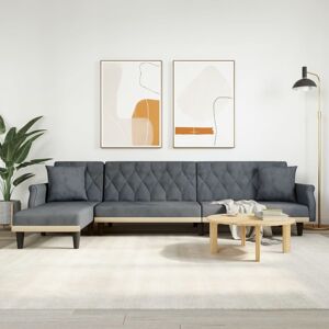 vidaXL L-formet sovesofa 271x140x70 cm velour mørkegrå