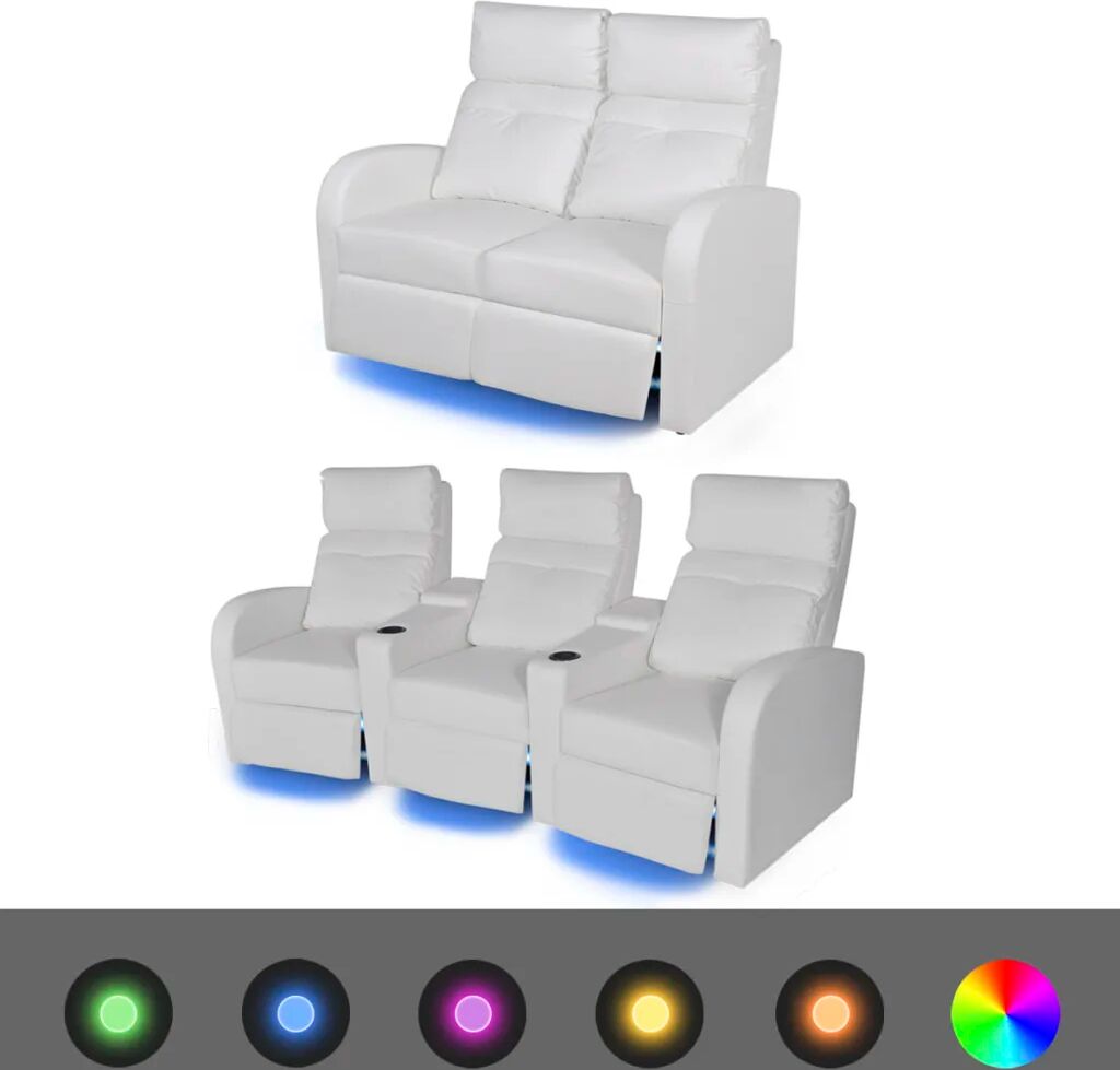 vidaXL LED lænestol i to dele 2+3 sæder kunstlæder hvid vidaXL LED lænestol i to dele 2+3 sæder kunstlæder hvid