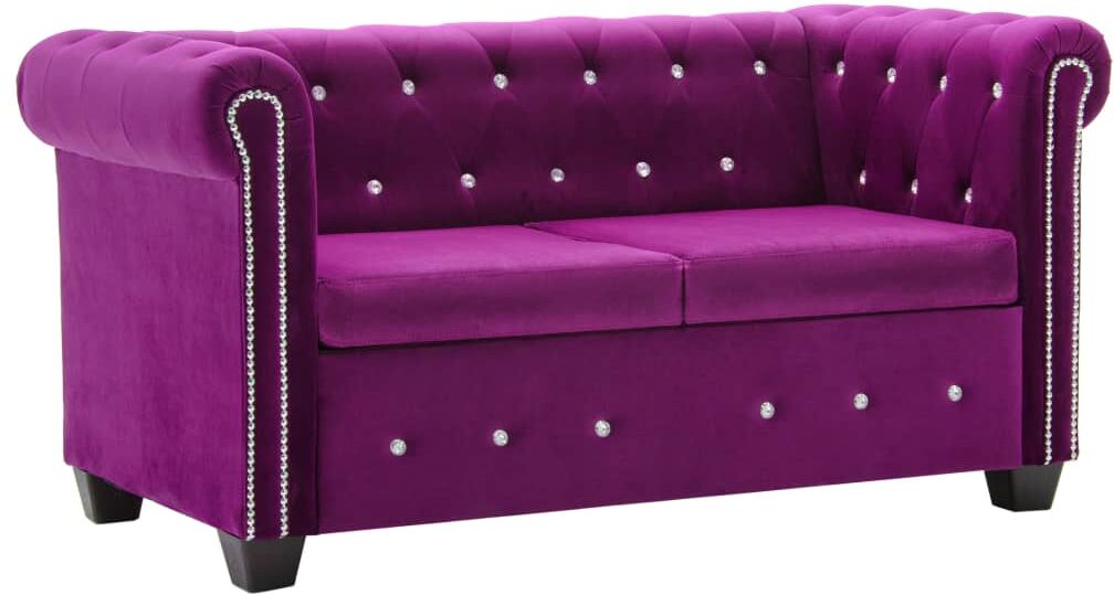 vidaXL 2-personers chesterfieldsofa fløjlsbetræk 146 x 75 x 72 lilla vidaXL 2-personers chesterfieldsofa fløjlsbetræk 146 x 75 x 72 lilla