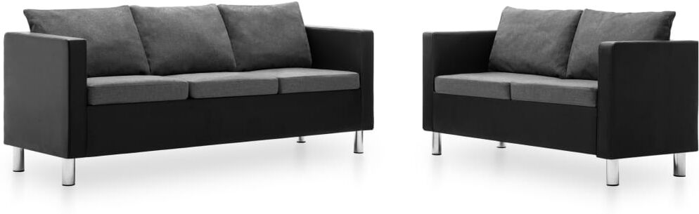 vidaXL sofasæt i 2 dele kunstlæder sort og lysegrå vidaXL sofasæt i 2 dele kunstlæder sort og lysegrå