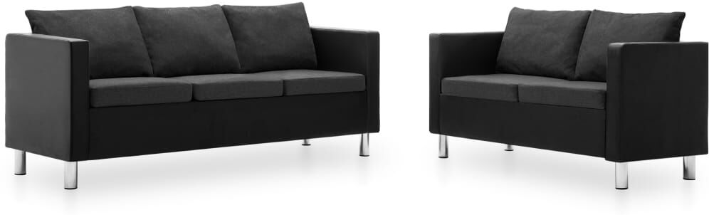 vidaXL sofasæt i 2 dele kunstlæder sort og mørkegrå vidaXL sofasæt i 2 dele kunstlæder sort og mørkegrå