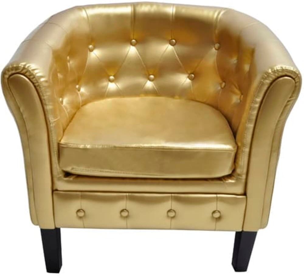 vidaXL lænestol kunstlæder guldfarvet vidaXL lænestol kunstlæder guldfarvet