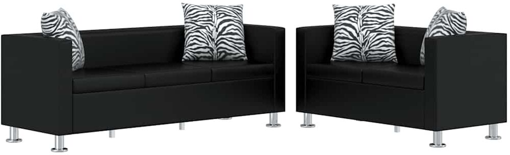 vidaXL sofasæt 3-pers. og 2-pers. kunstlæder sort vidaXL sofasæt 3-pers. og 2-pers. kunstlæder sort