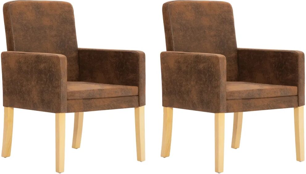 vidaXL spisebordsstole 2 stk. imiteret ruskind brun vidaXL spisebordsstole 2 stk. imiteret ruskind brun