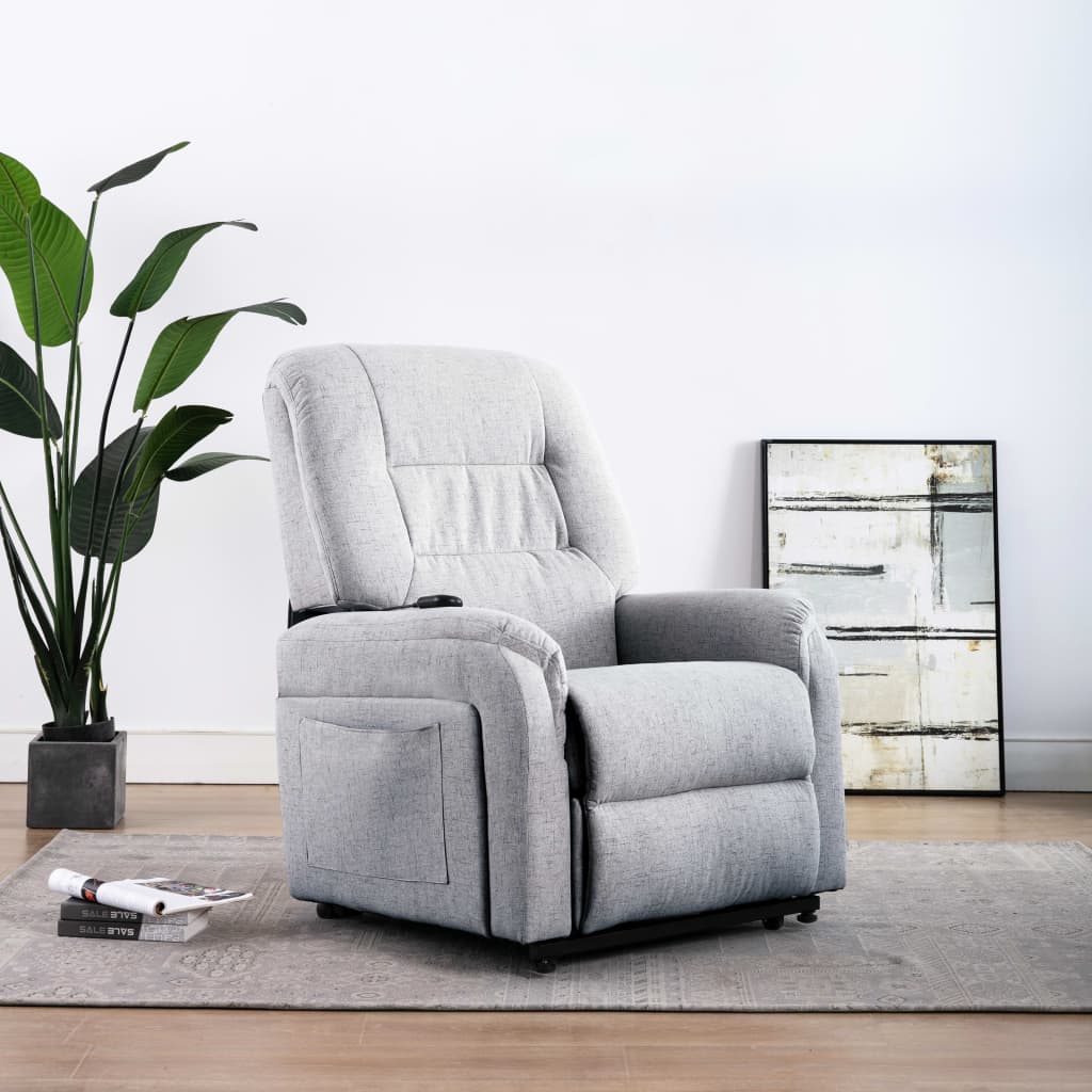 vidaXL elektrisk lænestol med løftefunktion stof lysegrå vidaXL elektrisk lænestol med løftefunktion stof lysegrå