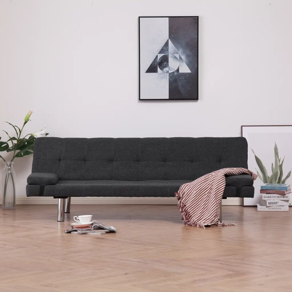 vidaXL sovesofa med to puder polyester mørkegrå vidaXL sovesofa med to puder polyester mørkegrå