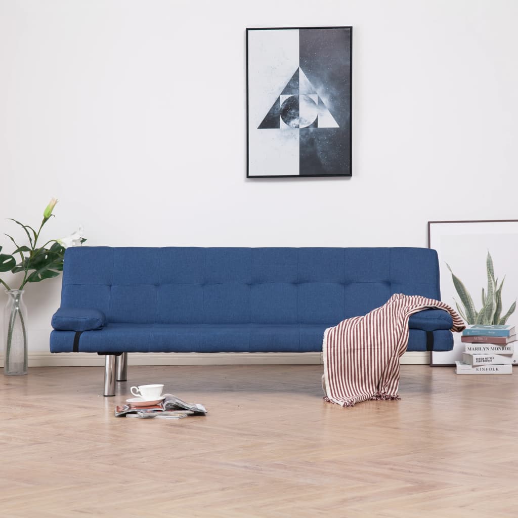 vidaXL sovesofa med to puder polyester blå vidaXL sovesofa med to puder polyester blå