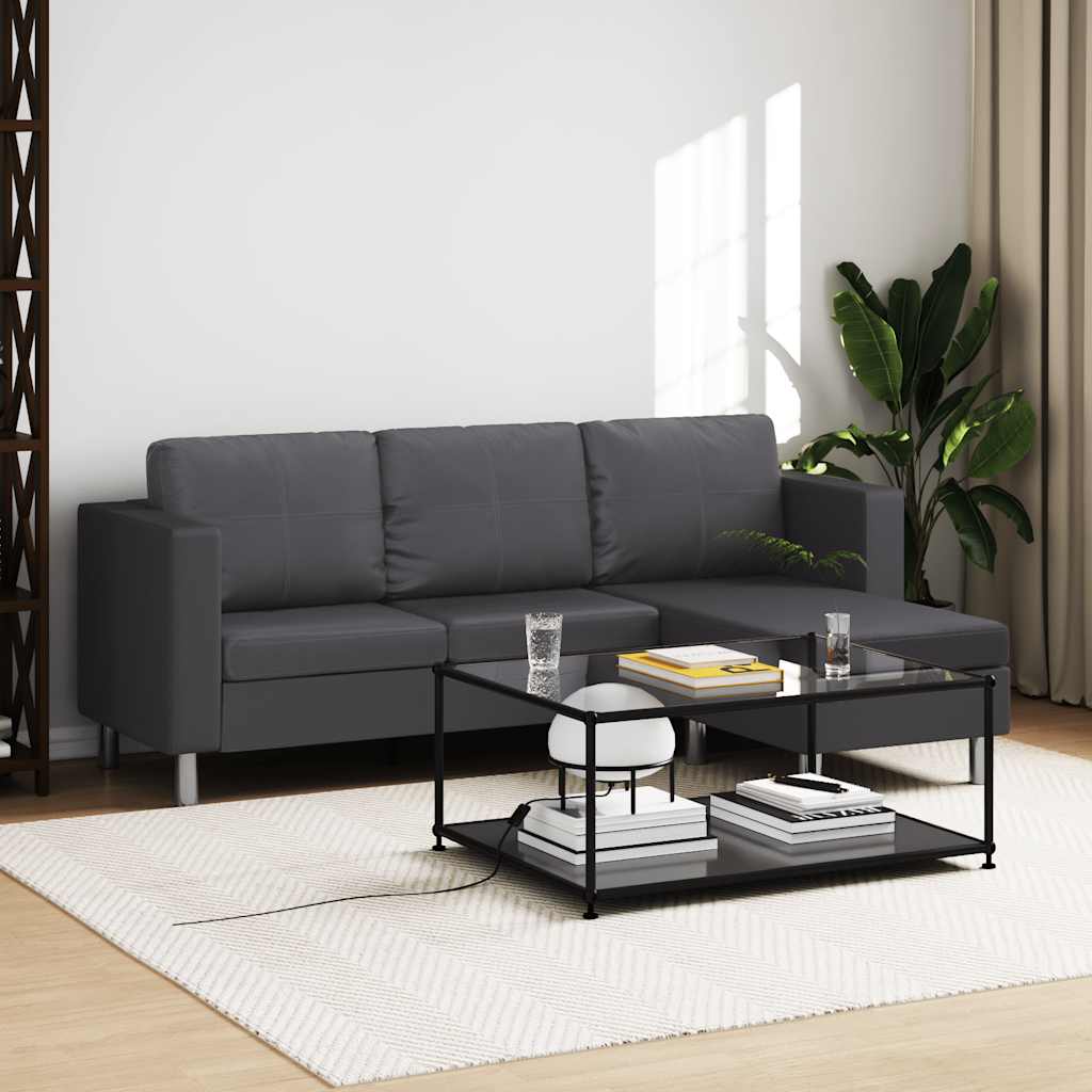 vidaXL 3-personers sofa med hynder kunstlæder grå vidaXL 3-personers sofa med hynder kunstlæder grå