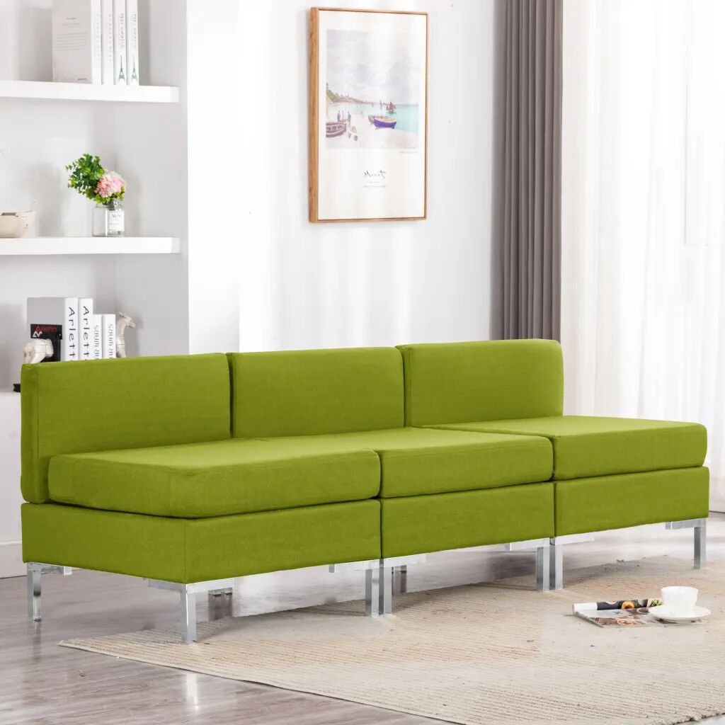 vidaXL midterdele til sofa 3 stk. med hynder stof grøn