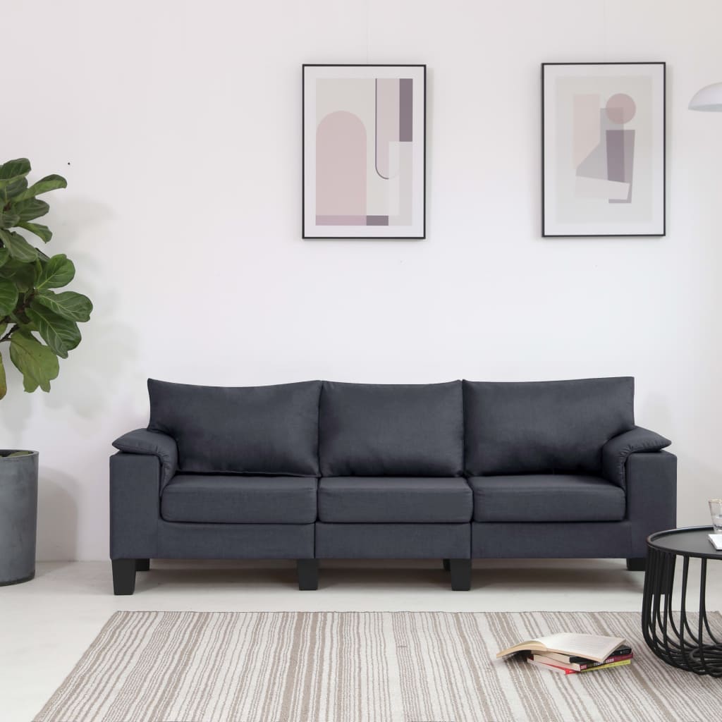 vidaXL 3-personers sofa stof mørkegrå vidaXL 3-personers sofa stof mørkegrå