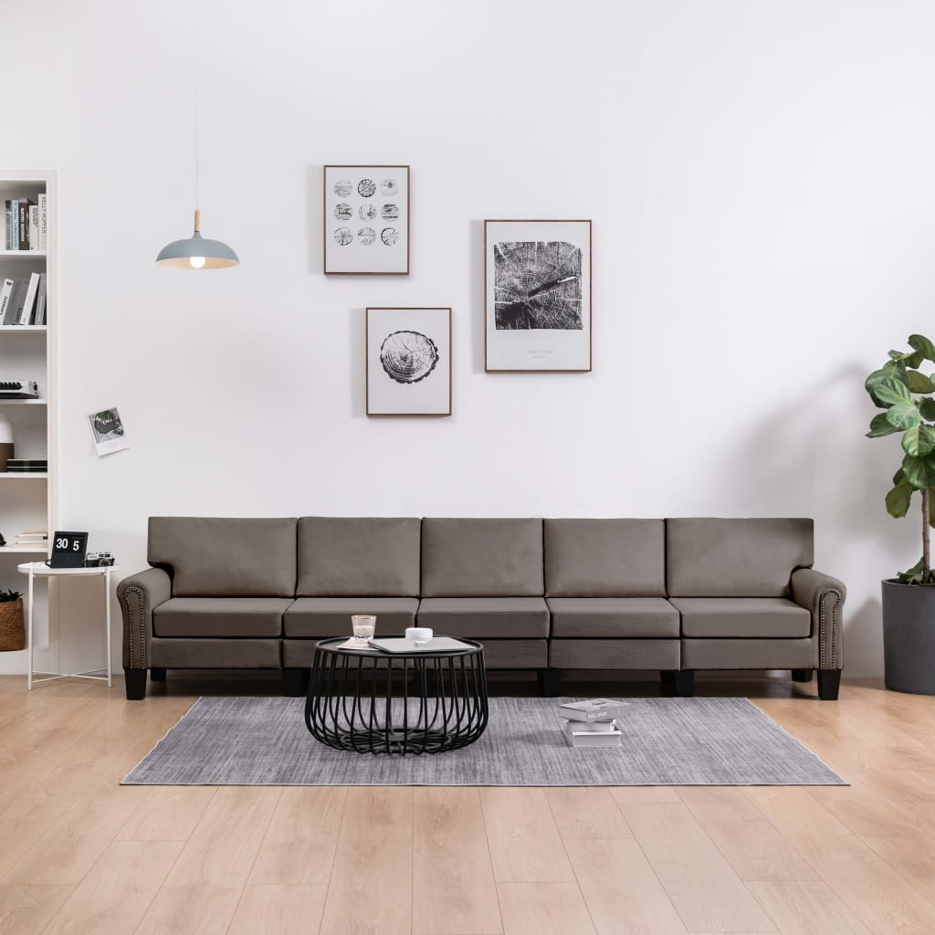 vidaXL 5-personers sofa stof gråbrun vidaXL 5-personers sofa stof gråbrun