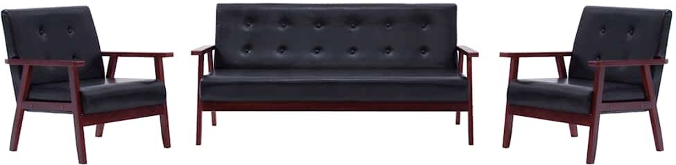 vidaXL sofasæt 3 dele kunstlæder sort vidaXL sofasæt 3 dele kunstlæder sort