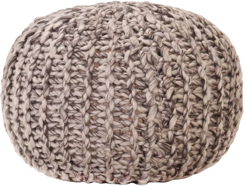 vidaXL håndstrikket puf 50x35 cm uld-look stof lysegrå vidaXL håndstrikket puf 50x35 cm uld-look stof lysegrå