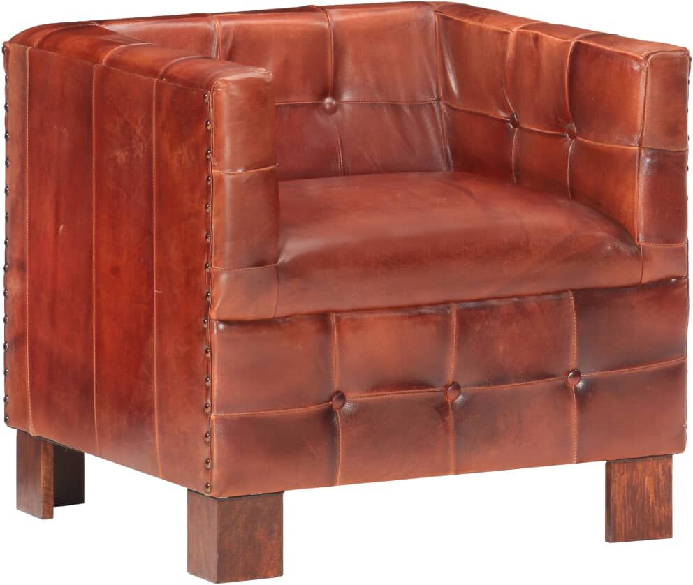 vidaXL lænestol ægte skind mørkebrun vidaXL lænestol ægte skind mørkebrun