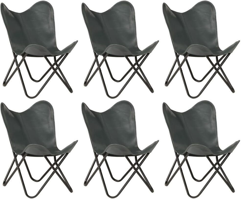 vidaXL butterflystole 6 stk. børnestørrelse ægte læder grå vidaXL butterflystole 6 stk. børnestørrelse ægte læder grå