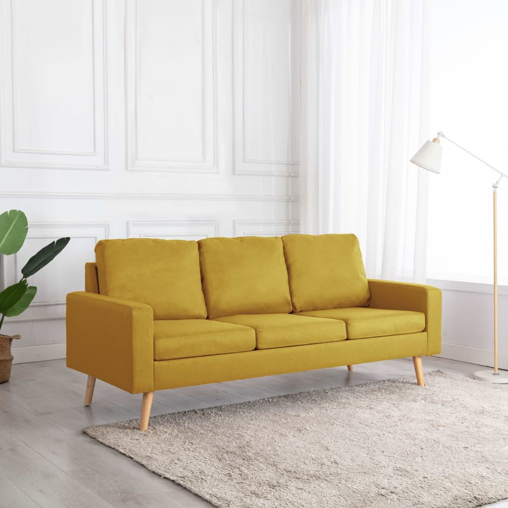 vidaXL 3-personers sofa stof gul vidaXL 3-personers sofa stof gul