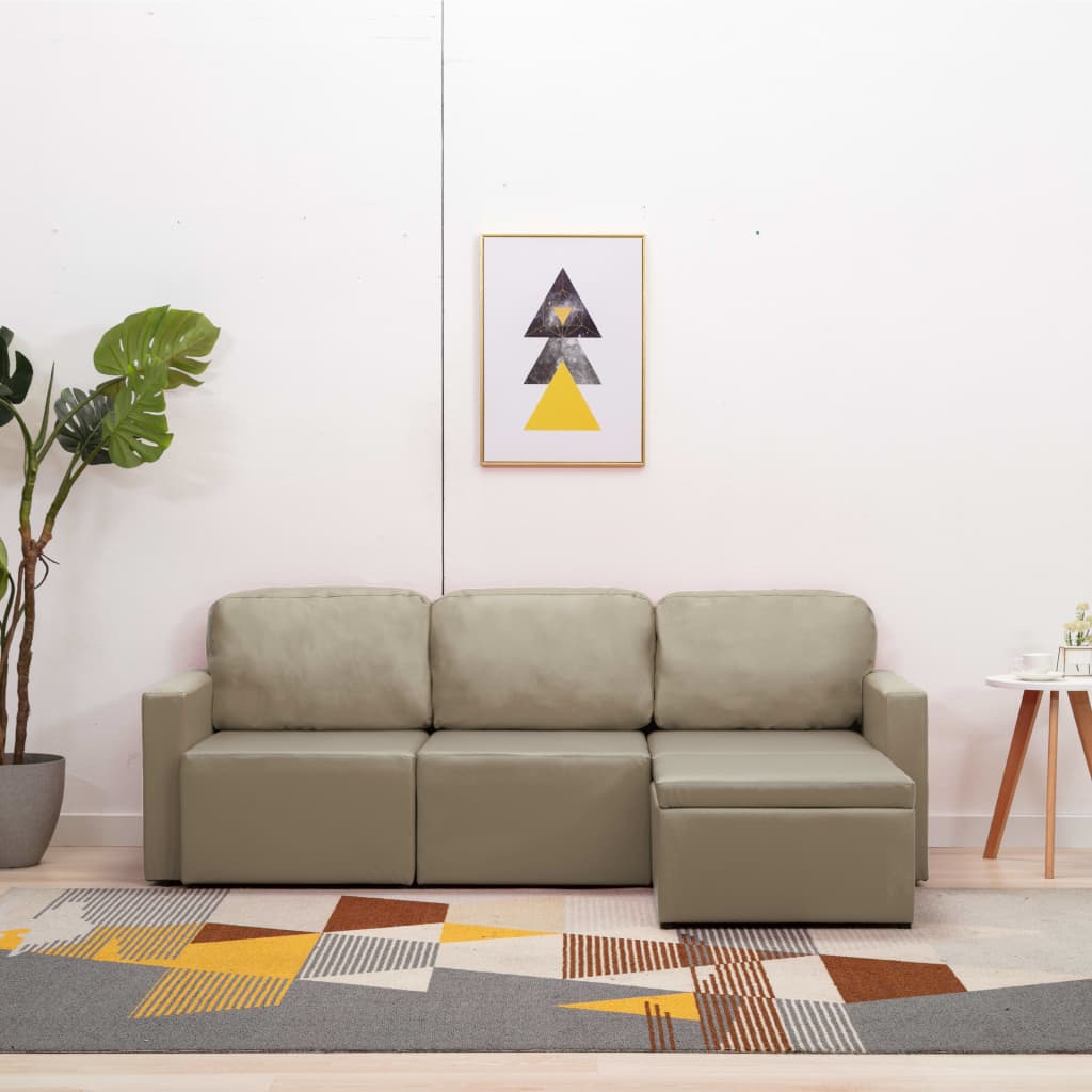 vidaXL 3-personers sovesofa modulær kunstlæder cappuccinofarvet vidaXL 3-personers sovesofa modulær kunstlæder cappuccinofarvet