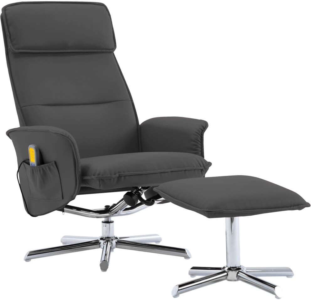 vidaXL massagestol med fodskammel kunstlæder antracitgrå vidaXL massagestol med fodskammel kunstlæder antracitgrå