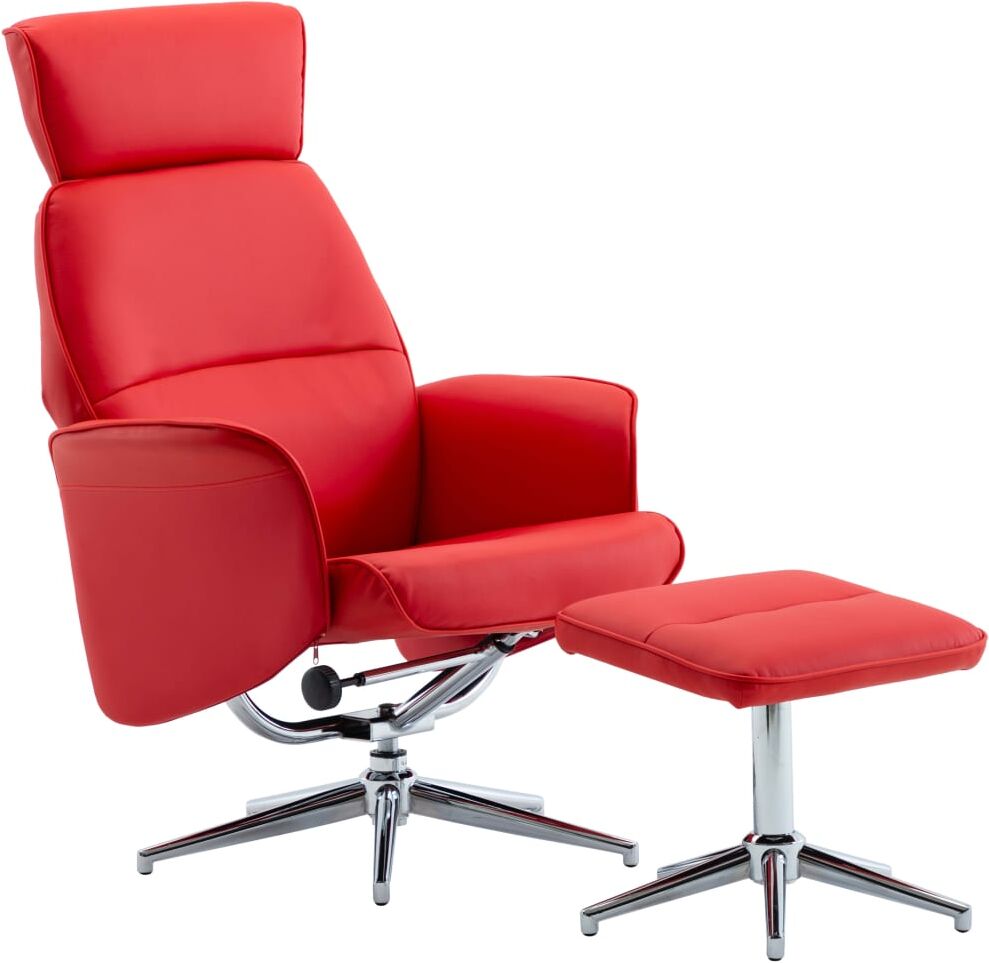 vidaXL lænestol med fodskammel kunstlæder rød vidaXL lænestol med fodskammel kunstlæder rød