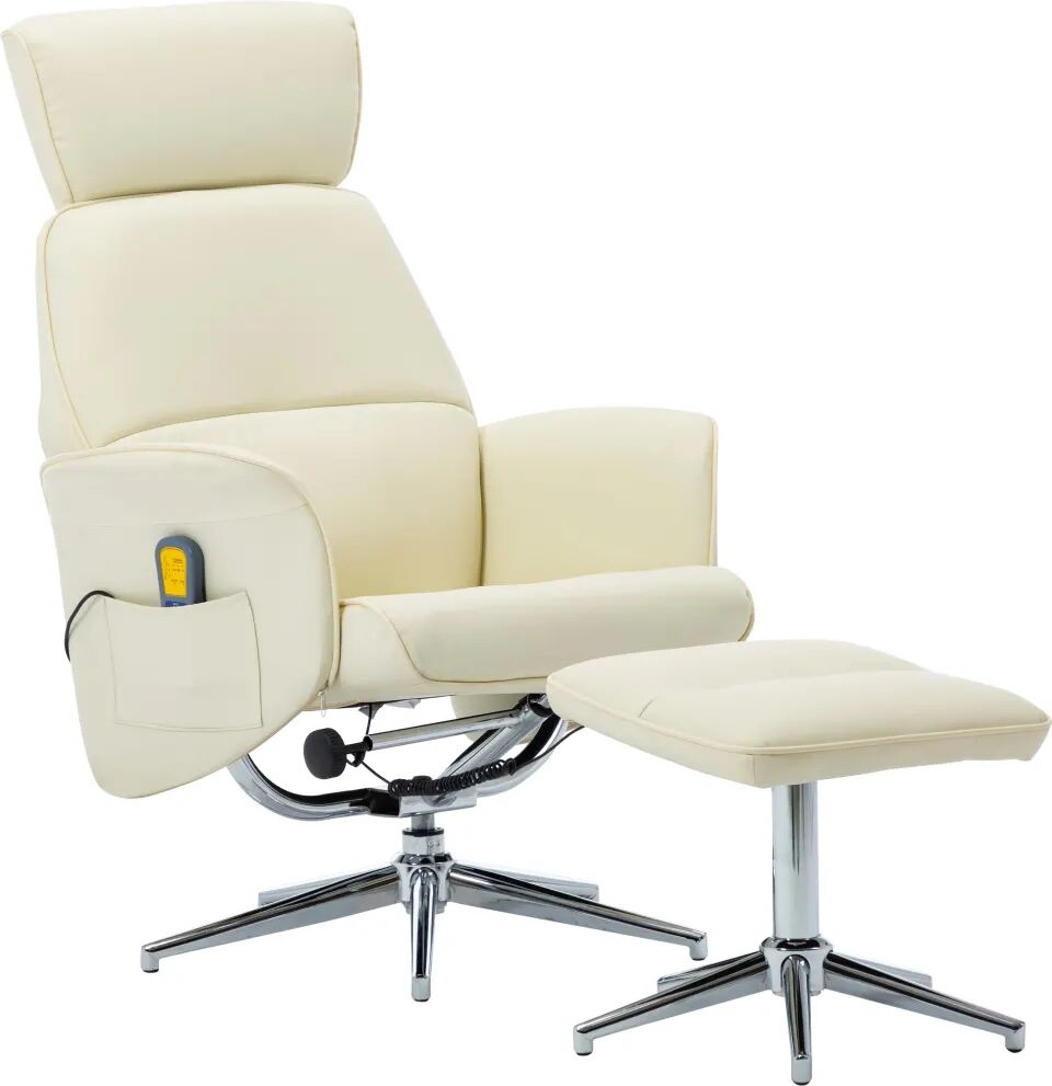 vidaXL massagestol med fodskammel kunstlæder cremefarvet vidaXL massagestol med fodskammel kunstlæder cremefarvet