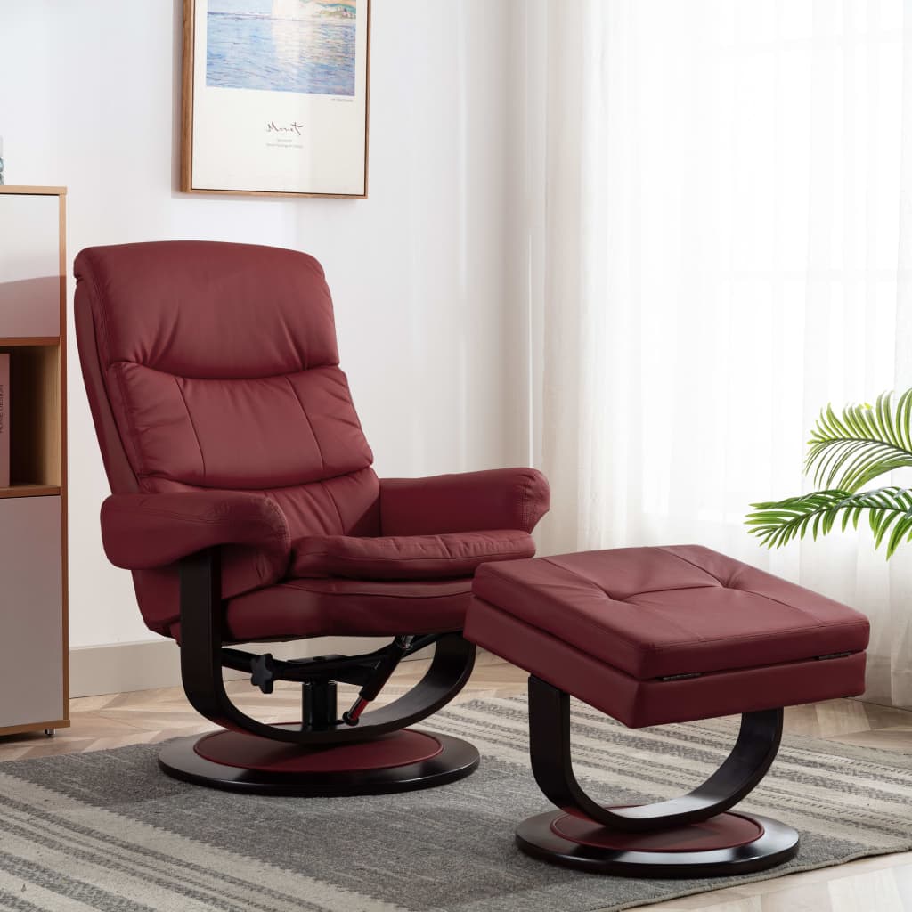 vidaXL lænestol kunstlæder og bøjet træ vinrød vidaXL lænestol kunstlæder og bøjet træ vinrød