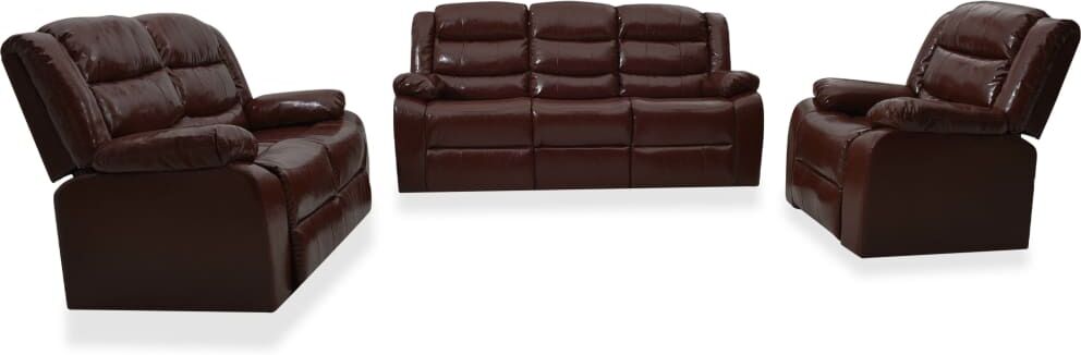 vidaXL sofasæt 3 dele med lænefunktion kunstlæder brun vidaXL sofasæt 3 dele med lænefunktion kunstlæder brun