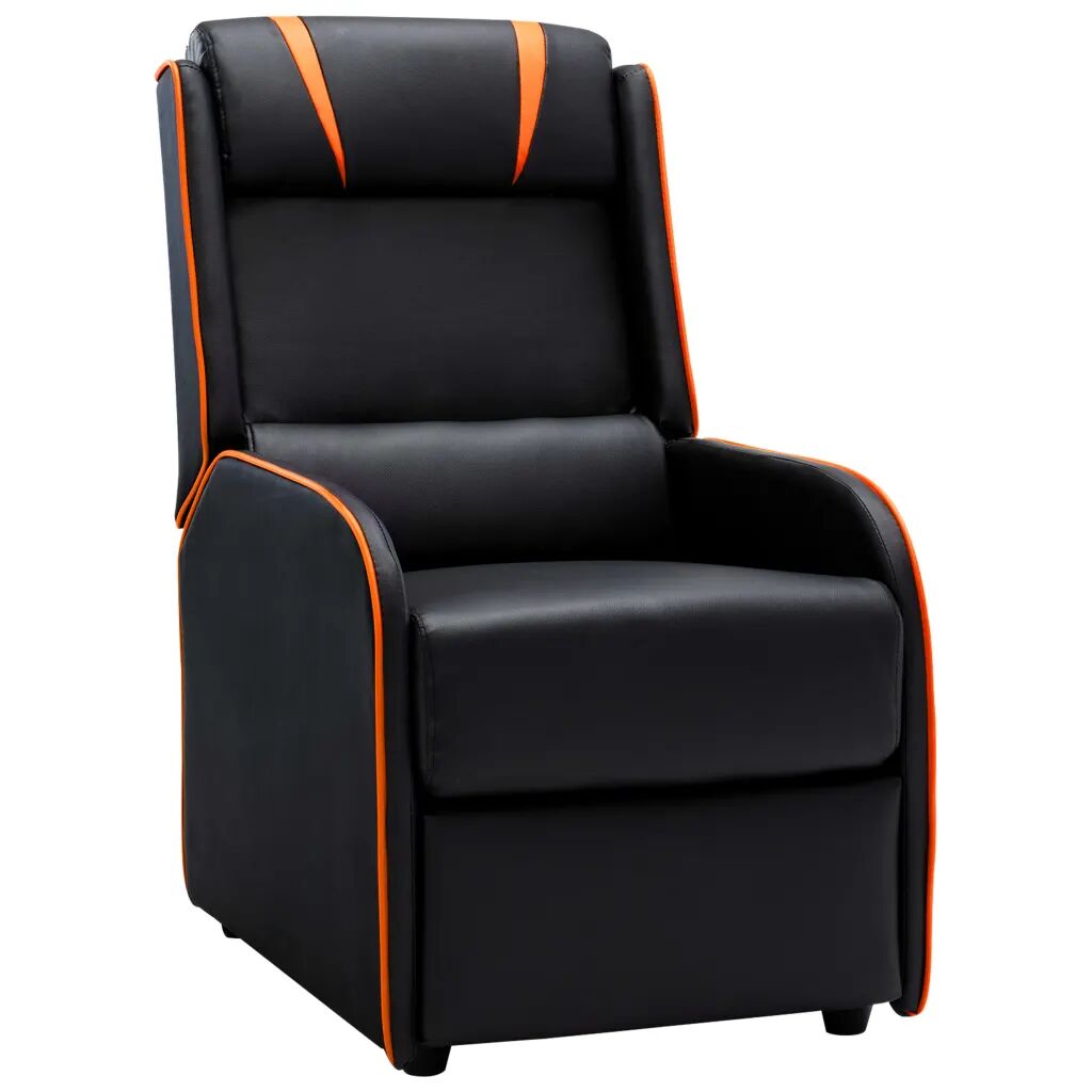 vidaXL lænestol kunstlæder sort og orange