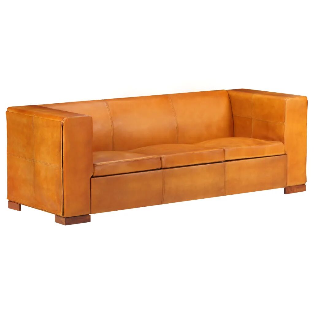 vidaXL 3-personers sofa ægte skind gyldenbrun