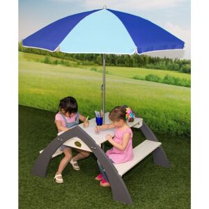 AXI picnicbord til børn med parasol Kylo XL hvid og grå