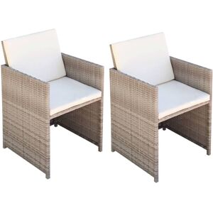 vidaXL havestole 2 stk. med hynder og puder polyrattan beige