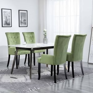 vidaXL spisebordsstole med armlæn 4 stk. fløjl lysegrøn
