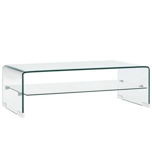 vidaXL sofabord 98 x 45 x 31 cm hærdet glas transparent