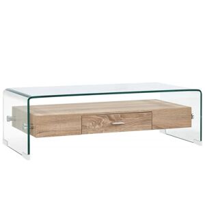 vidaXL sofabord 98 x 45 x 31 cm hærdet glas transparent