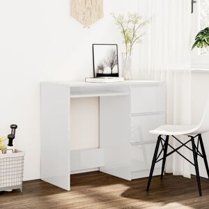 vidaXL skrivebord 90x45x76 cm spånplade højglans hvid