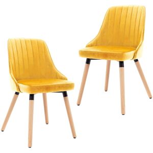 vidaXL 323059  Dining Chairs 2 pcs Yellow Velvet